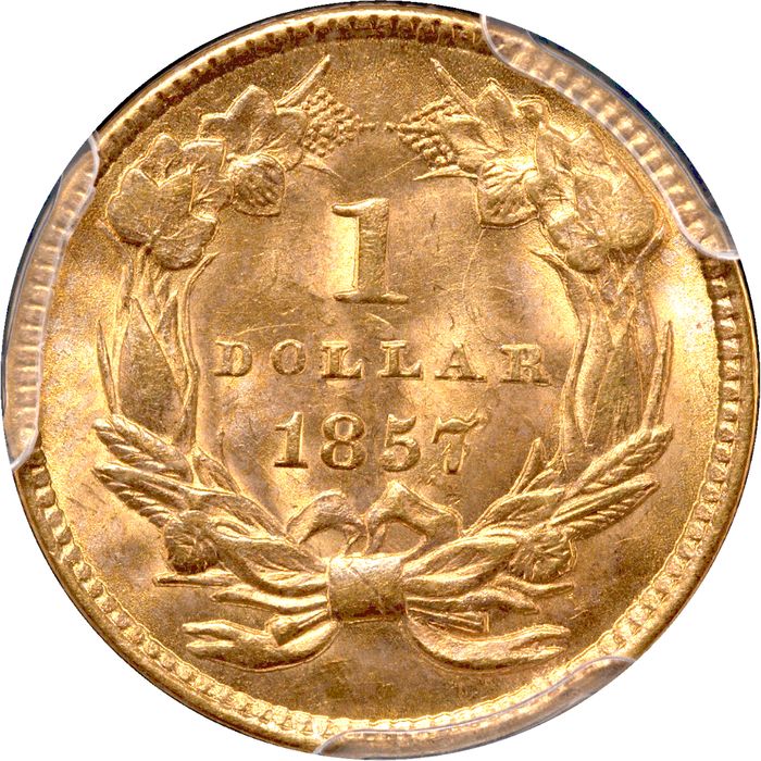 1857 Gold Dollar ($1) Reverse Image