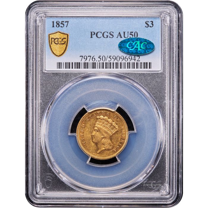 1857 Gold Three Dollar ($3) Obverse Image