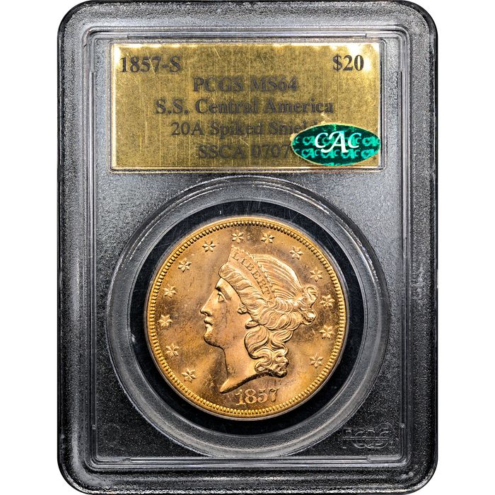 1857-S Liberty Gold Double Eagle ($20) S.S. Central America Obverse Slab Image