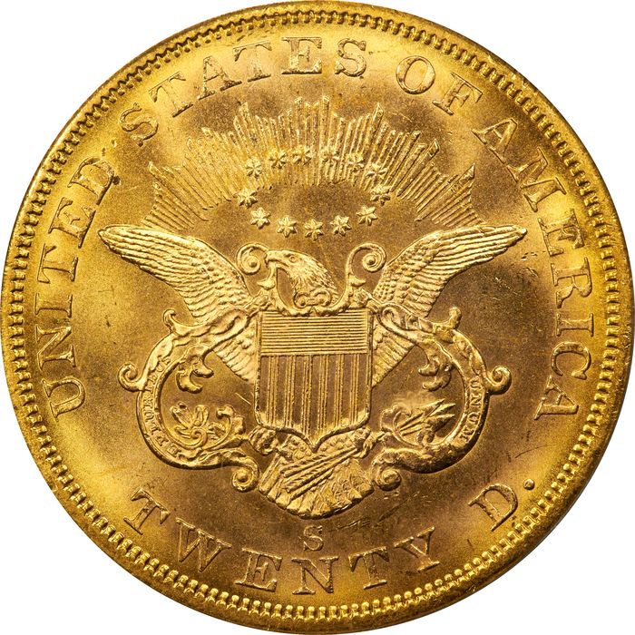 1857-S Liberty Gold Double Eagle ($20) S.S. Central America Reverse Image