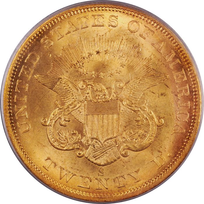 1857-S Liberty Gold Double Eagle ($20) S.S. Central America Reverse Image