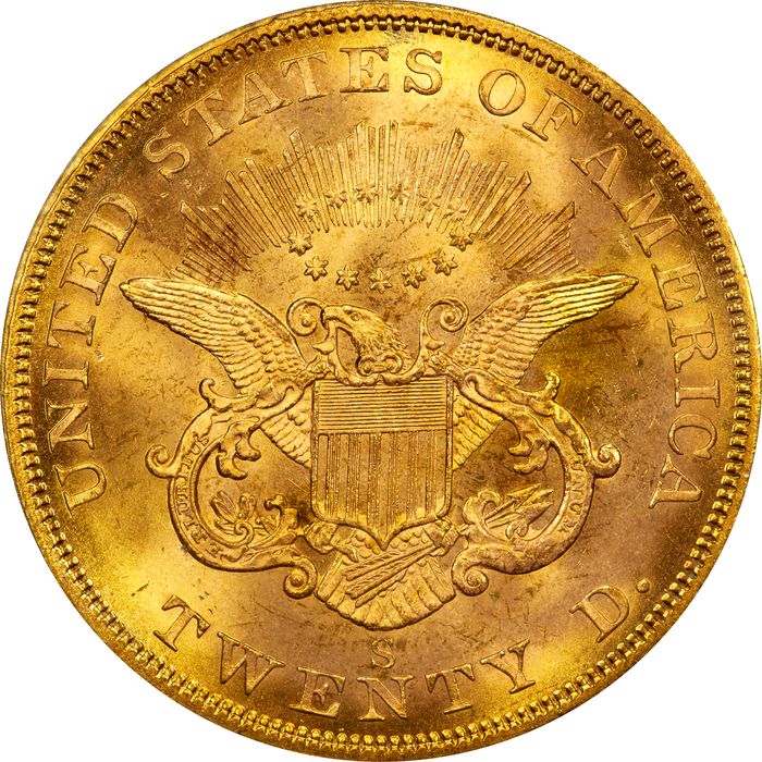 1857-S Liberty Gold Double Eagle ($20) S.S. Central America Reverse Image