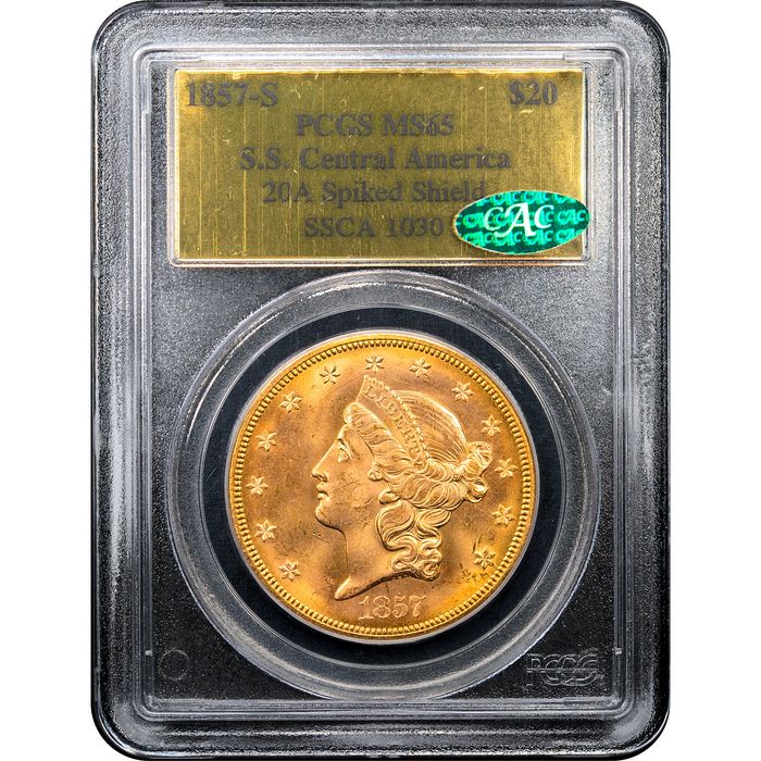 1857-S S.S. Central America Liberty Gold Double Eagle ($20) Obverse Slab Image