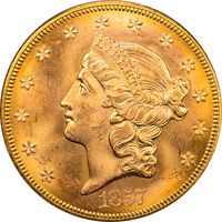 1857-S S.S. Central America Liberty Gold Double Eagle ($20) Obverse Image