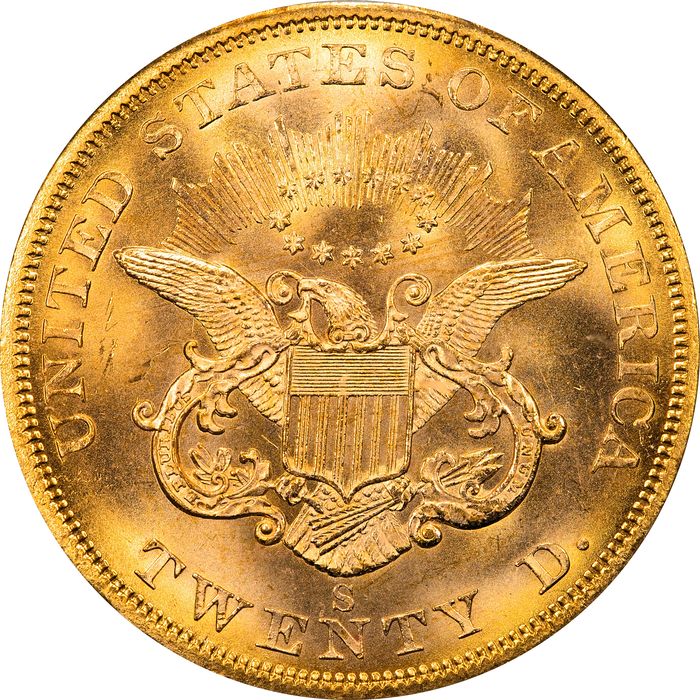 1857-S S.S. Central America Liberty Gold Double Eagle ($20) Reverse Image