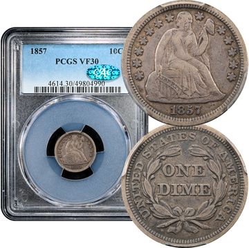 1857 Seated Liberty Dime (10c) Composite Image