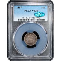 1857 Seated Liberty Dime (10c) Obverse Slab Image