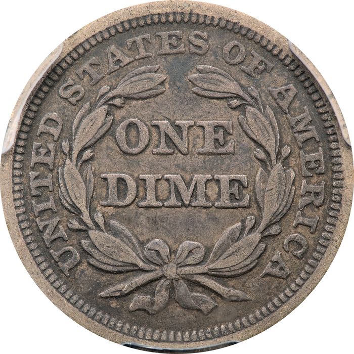 1857 Seated Liberty Dime (10c) Reverse Image