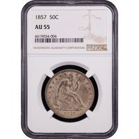1857 Seated Liberty Half Dollar (50c) Obverse Slab Image