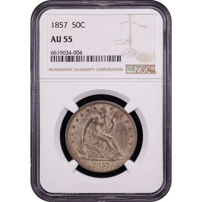 1857 Seated Liberty Half Dollar (50c) Obverse Slab Image