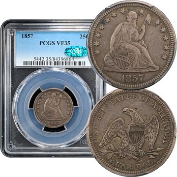 1857 Seated Liberty Quarter (25c) Composite Image