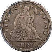 1857 Seated Liberty Quarter (25c) Obverse Image