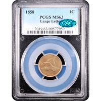 1858 Flying Eagle Cent (1c) Large Letters Obverse Slab Image