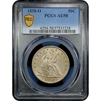 1858-O Seated Liberty Half Dollar (50c) Obverse Slab Image