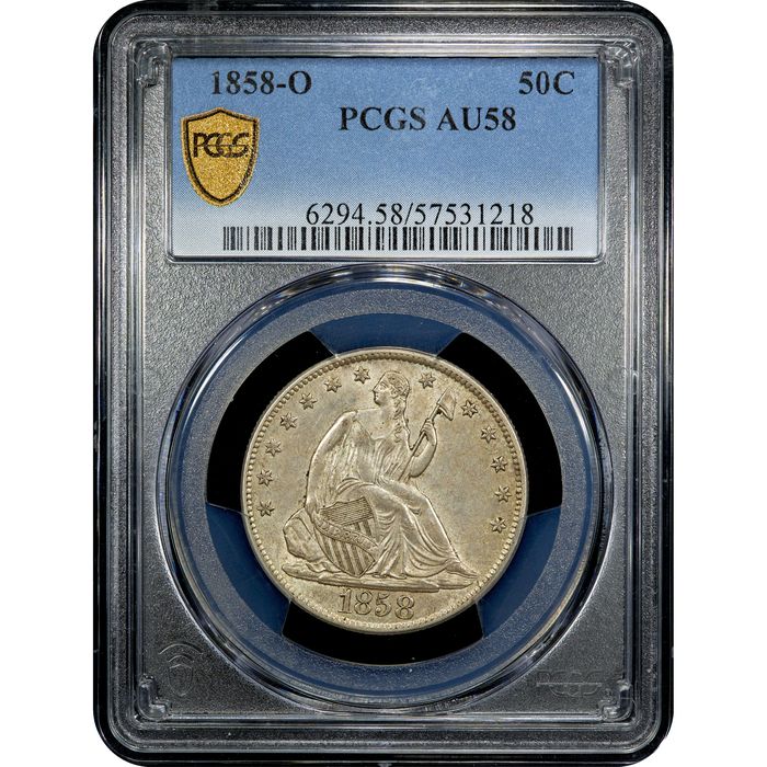 1858-O Seated Liberty Half Dollar (50c) Obverse Slab Image