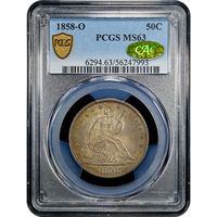 1858-O Seated Liberty Half Dollar (50c) Obverse Image