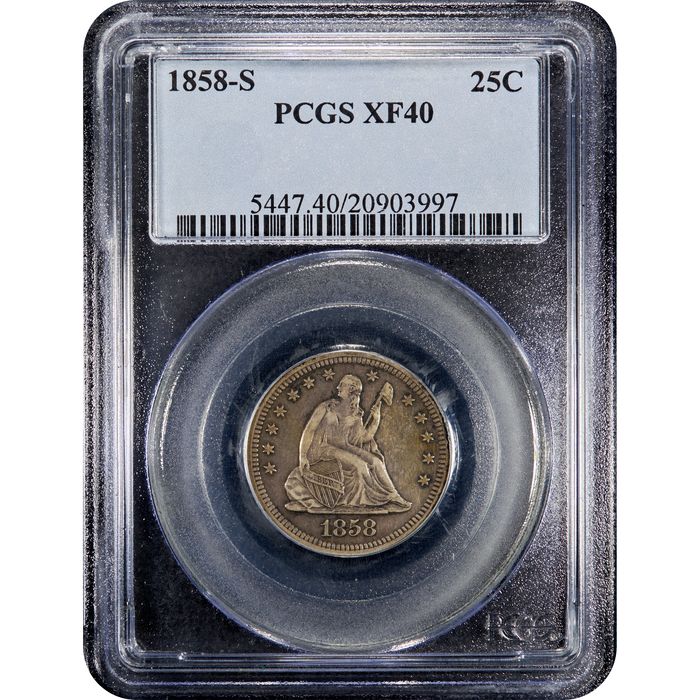 1858-S Seated Liberty Quarter (25c) Obverse Slab Image