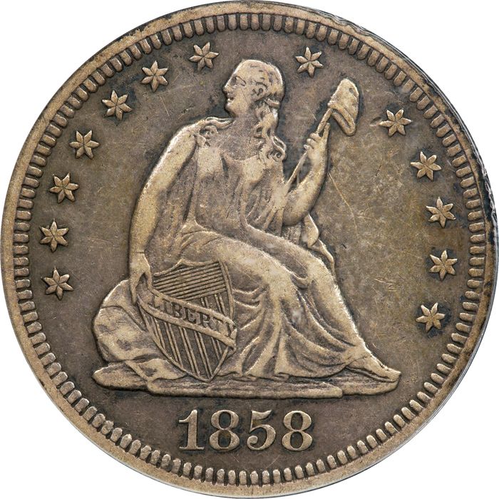 1858-S Seated Liberty Quarter (25c) Obverse Image