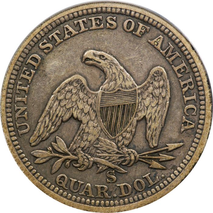 1858-S Seated Liberty Quarter (25c) Reverse Image