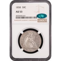 1858 Seated Liberty Half Dollar (50c) Obverse Slab Image