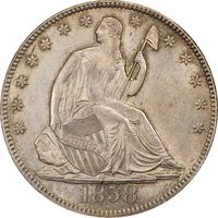 1858 Seated Liberty Half Dollar (50c) Photo 3