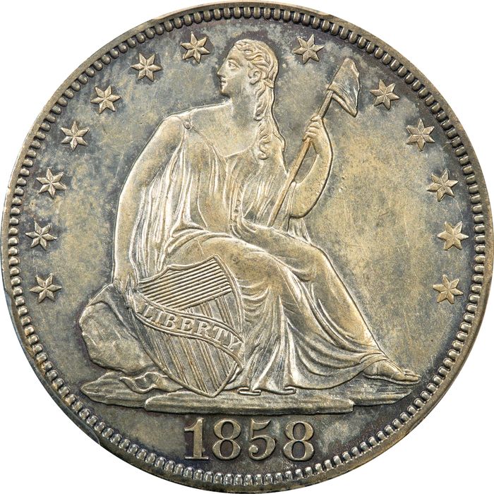 1858 Seated Liberty Half Dollar (50c) Obverse Image