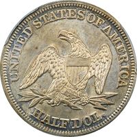 1858 Seated Liberty Half Dollar (50c) Reverse Image