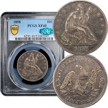 1858 Seated Liberty Half Dollar (50c) Composite Image