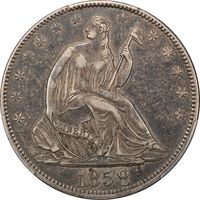 1858 Seated Liberty Half Dollar (50c) Obverse Image