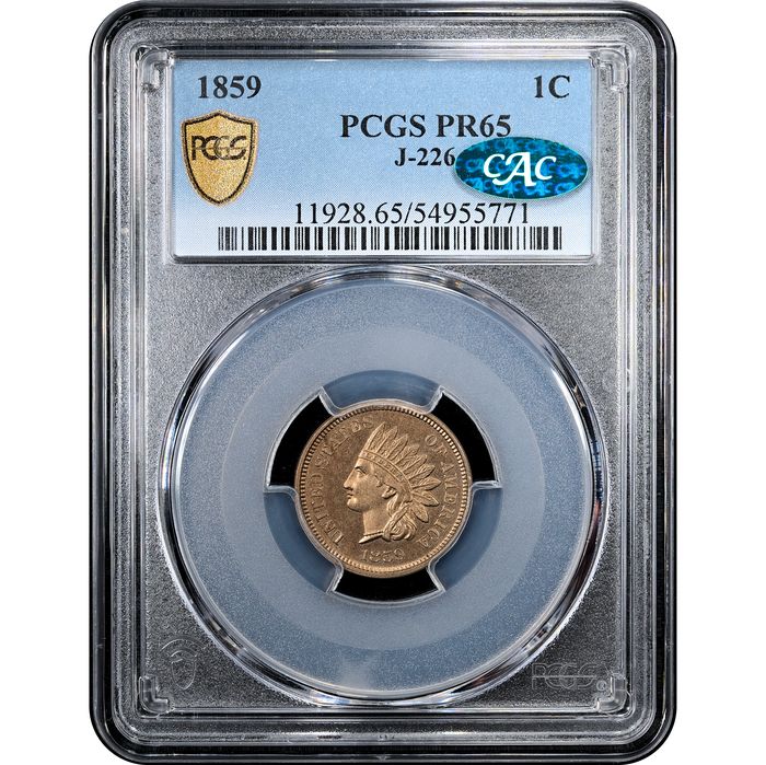 1859 J-226 Pattern Cent (1c) Laidacker Collection Obverse Slab Image