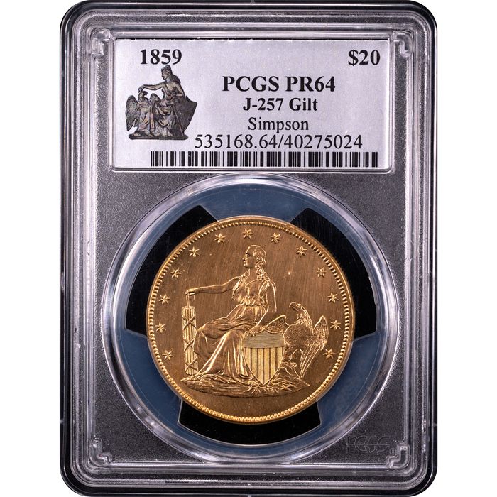 1859 Pattern Double Eagle ($20) J-257 Gilt Obverse Slab Image