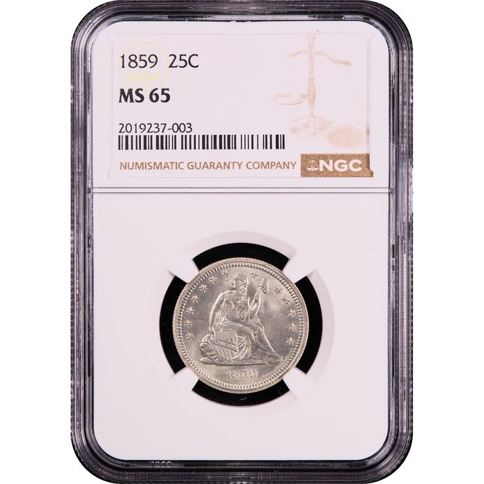 1859 Seated Liberty Quarter (25c) Obverse Image