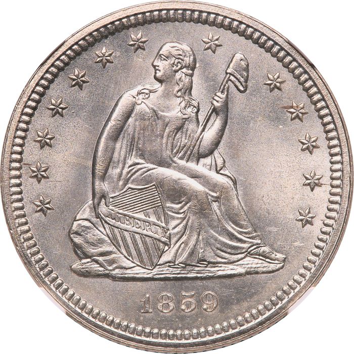 1859 Seated Liberty Quarter (25c) Photo 3