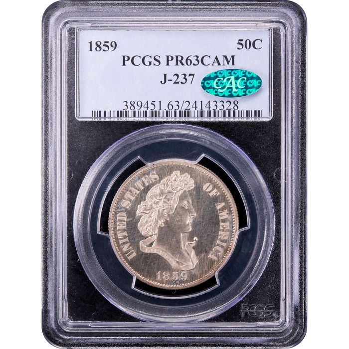 1859 Standard Silver Pattern Half Dollar (50c) J-237 Obverse Slab Image