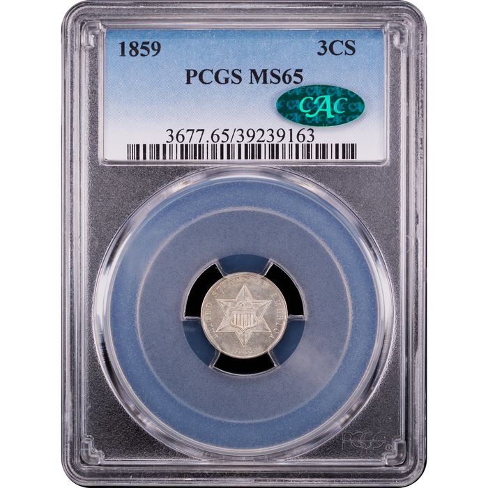 1859 Three Cent Silver (3CS) Obverse Slab Image