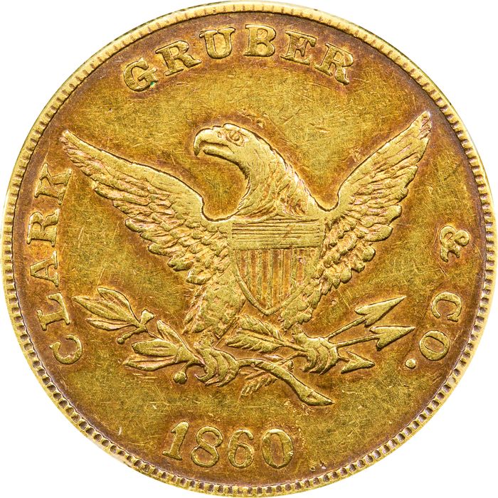 1860 Clark Gruber Gold Eagle ($10) Reverse Image