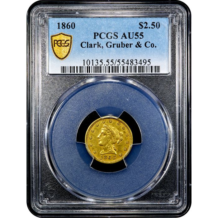 1860 Clark Gruber Gold Quarter Eagle ($2.50) Obverse Image