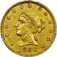 1860 Clark Gruber Gold Quarter Eagle ($2.50) Photo 3