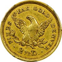 1860 Clark Gruber Gold Quarter Eagle ($2.50) Photo 4