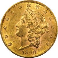 1860 Liberty Gold Double Eagle Photo 3