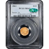 1861 Gold Dollar (G$1) Obverse Slab Image