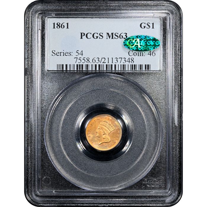 1861 Gold Dollar (G$1) Obverse Slab Image