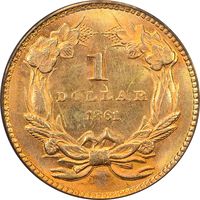 1861 Gold Dollar (G$1) Reverse Image