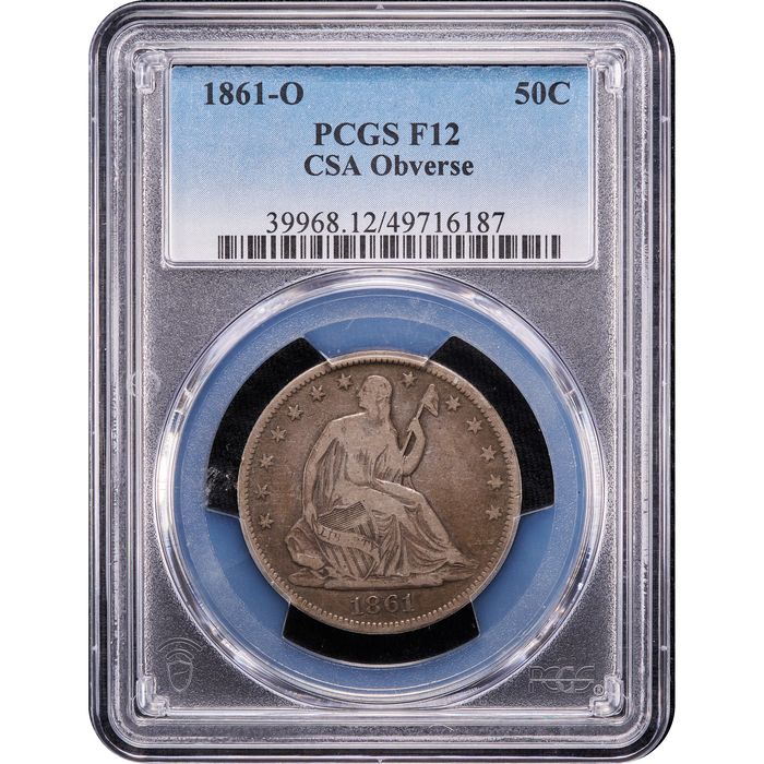 1861-O Seated Liberty Half Dollar (50c) CSA Obverse Obverse Slab Image