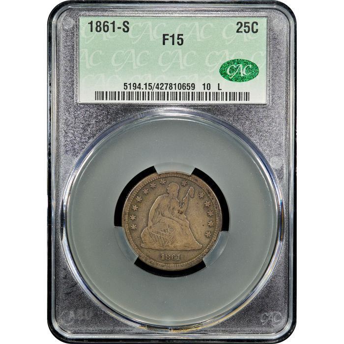 1861-S Seated Liberty Quarter (25c) Obverse Image