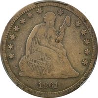 1861-S Seated Liberty Quarter (25c) Photo 3