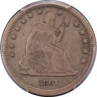 1861-S Seated Liberty Quarter (25c) Obverse Image