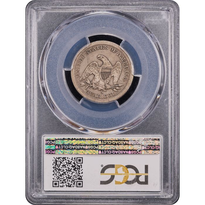 1861-S Seated Liberty Quarter (25c) Reverse Slab Image