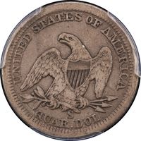 1861-S Seated Liberty Quarter (25c) Reverse Image