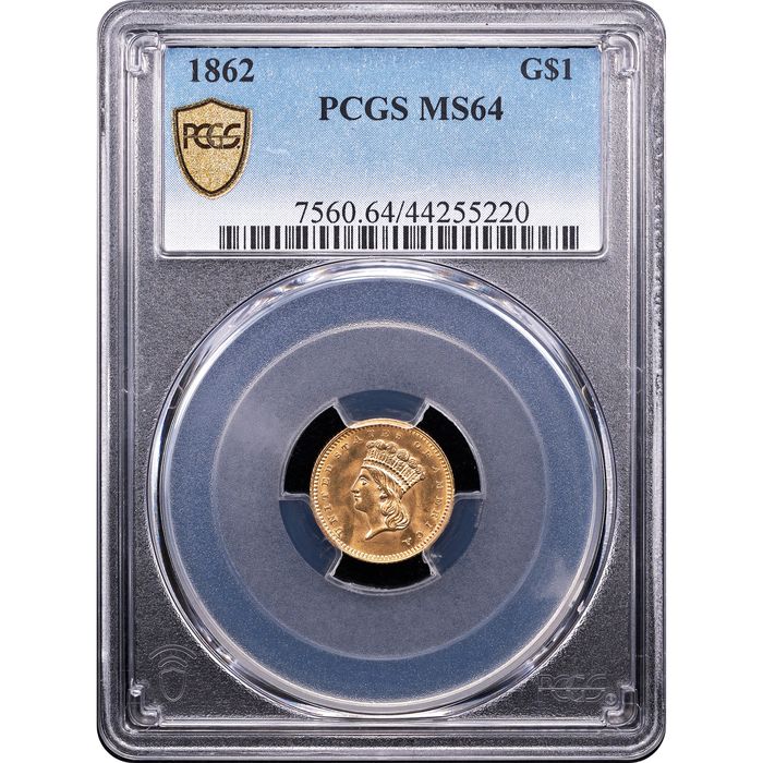 1862 Gold Dollar (G$1) Obverse Slab Image